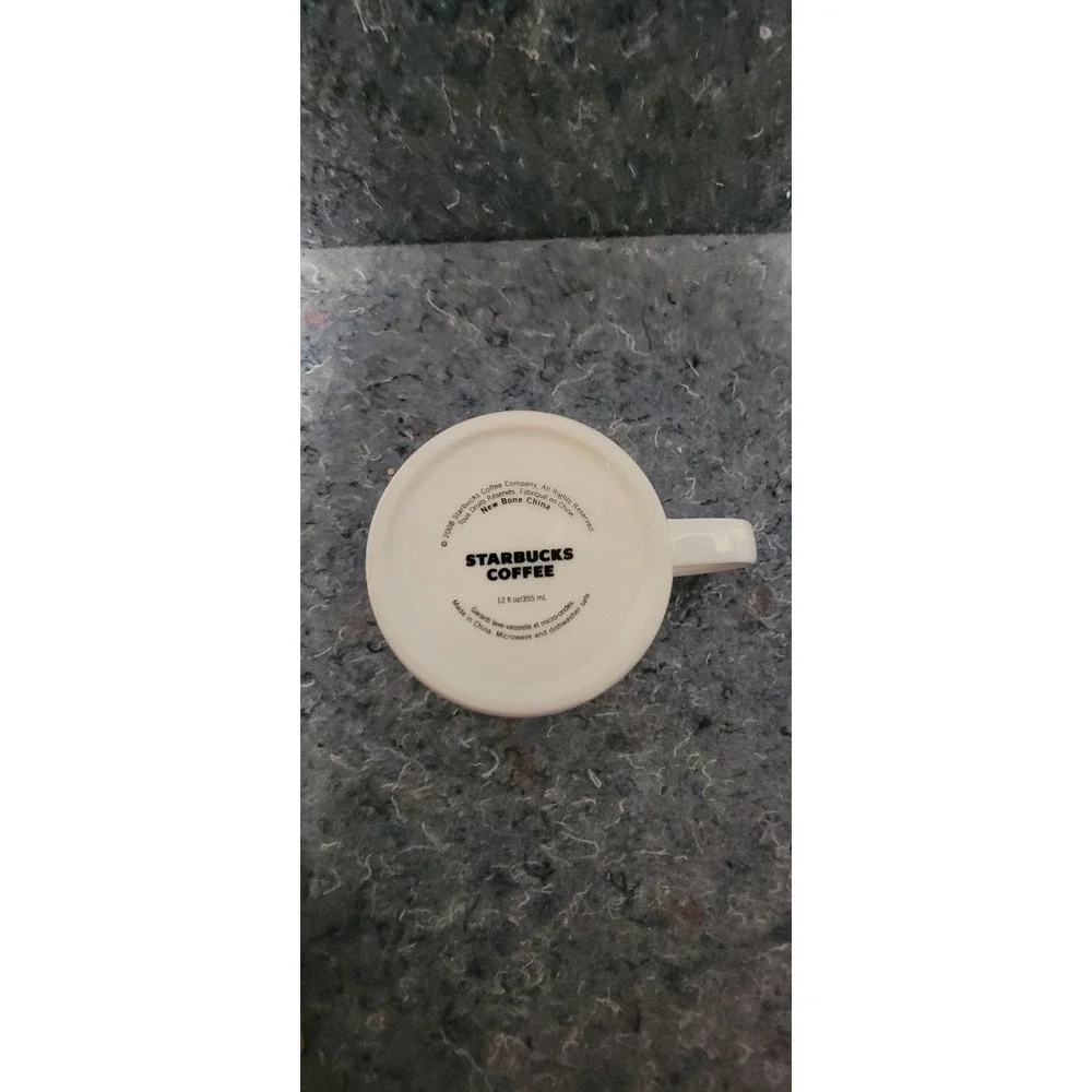 Vintage 2008 Starbucks Coffee/Tea w/single Logo White/Green 12oz‎